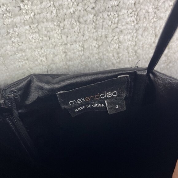 Max & Cleo Evening  Cocktail Dress Mini Strapless Party Sz 4 Black Rhinestone - Picture 10 of 13
